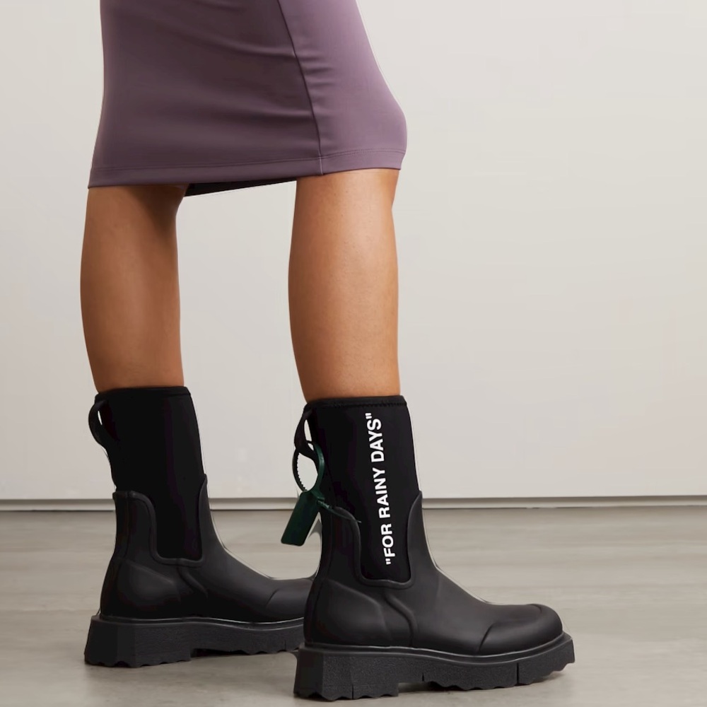 Off-White Sponge Black Rubber Rain Boots size 36